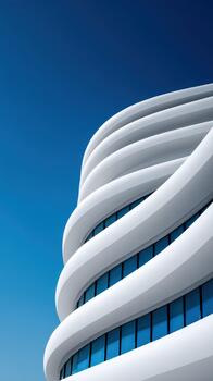 Modern architectural design features wavy lines and blue glass windows photo