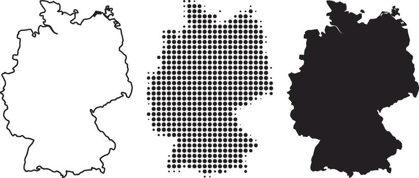 Alemania mapa contornos y trama de semitonos modelo vector