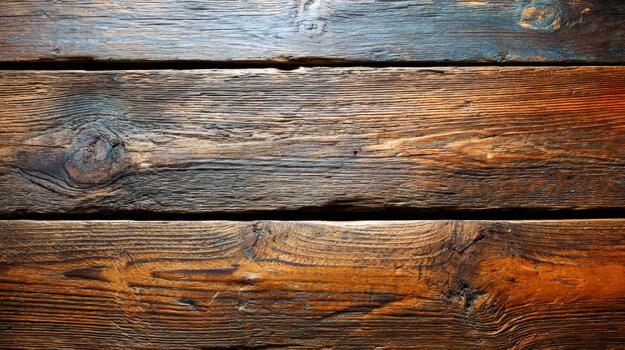 Rustic wooden surface with rich textures and warm tones on display photo