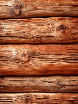 A close up of a log wall with many different types of wood photo