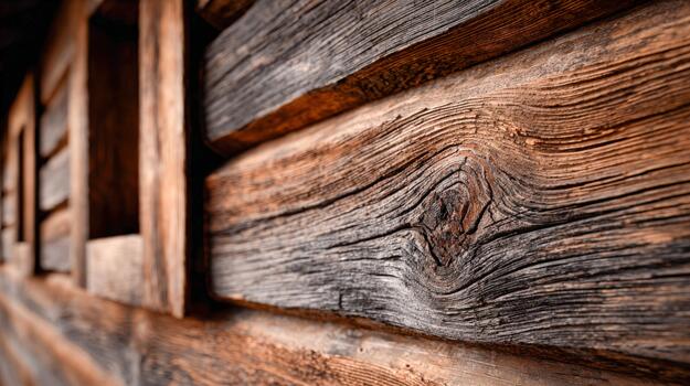 Close up of a wooden wall with a window photo