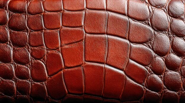 Textured brown leather surface with natural patterns and shine photo
