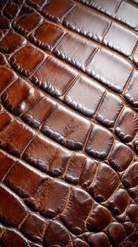 Craftsmanship of textured brown leather showcasing intricate patterns and richness photo