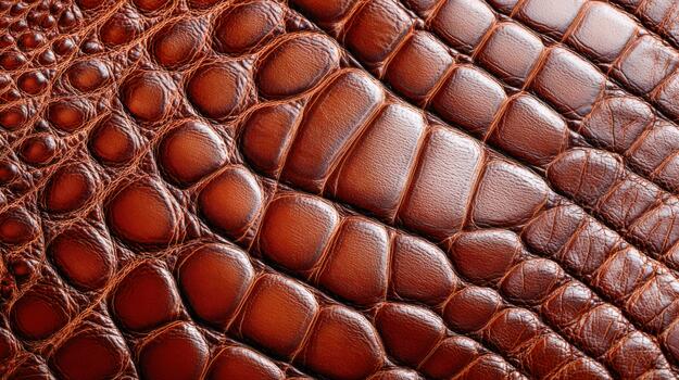Detailed close-up of elegant crocodile leather showing rich texture and color photo