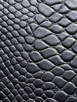 Textured black leather surface showcasing intricate, natural patterns and details photo