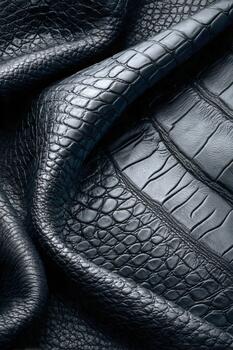 de cerca de texturizado negro cuero exhibiendo único patrones y detalles foto