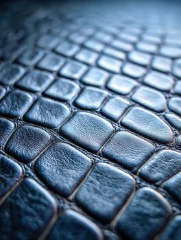 Textured surface of dark leather with a crocodile pattern close-up shot photo