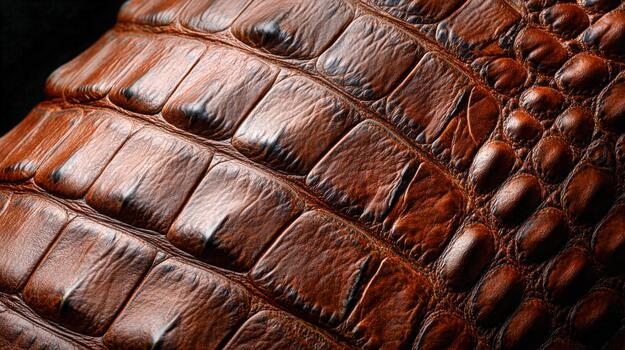 Detailed close-up of genuine crocodile leather showing textures and patterns photo