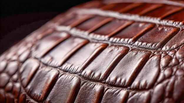 Close-up view of a textured leather surface with rich colors and patterns photo