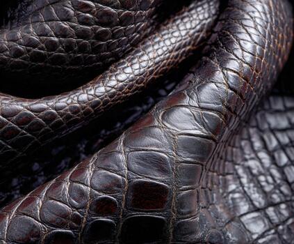 Close-up view of elegant dark brown leather texture showcasing intricate patterns photo