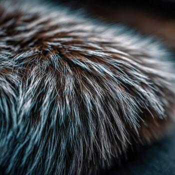 Close-up of soft fur texture with a blend of brown and gray colors photo