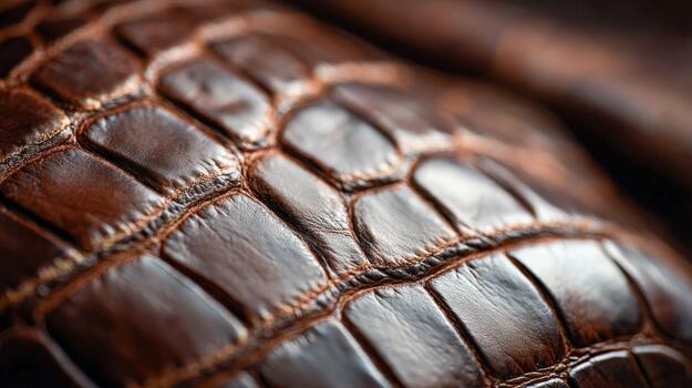 Detailed close-up of luxury leather texture showcasing unique patterns and shine photo