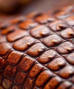 Close-up view of textured brown leather with intricate scales and patterns photo