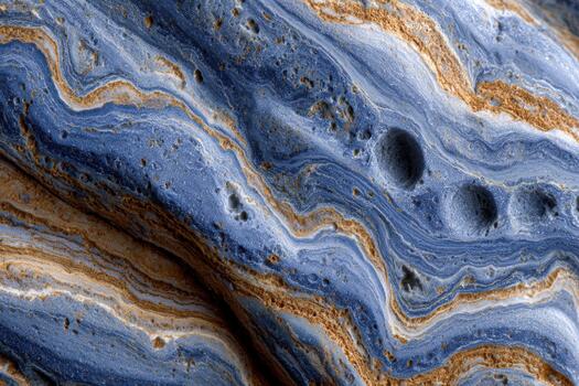 Colorful layers of sedimentary rock showing blue and beige patterns photo