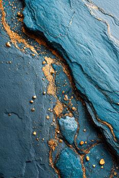 Striking blue and gold abstract texture with intricate patterns photo
