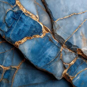 Beautiful blue and gold stone texture with intricate patterns and details photo