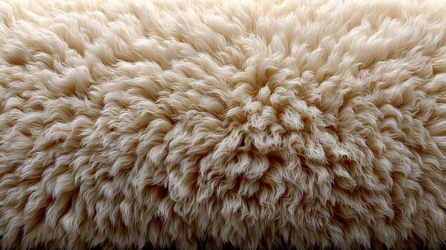 Soft, fluffy texture of cream-colored fur on a warm background photo