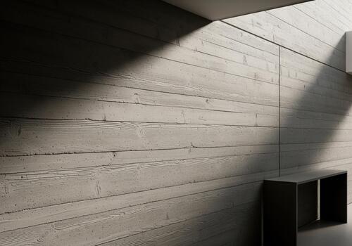 Board formed concrete wall texture with strong architectural shadows and minimalist design. photo