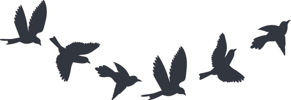 Silhouette of a Group of Flying Bird in Flat Design and Shape vector