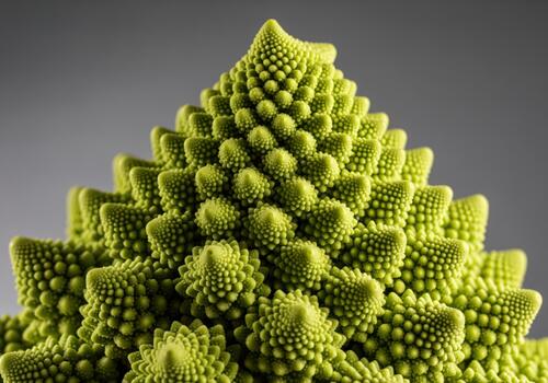 Extreme macro of romanesco broccoli florette revealing intricate fractal geometry photo