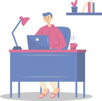 Man Working from Home Concept on Desk vector