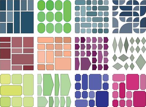 Contemporary bento grid structure set for clean visual layout projects vector