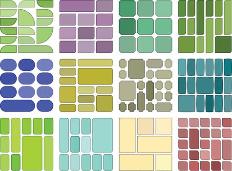 dinámica bento cuadrícula concepto paquete para avanzado creativo diseño ideas vector