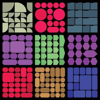 Contemporary minimal layout grid set designed for creative design teams vector