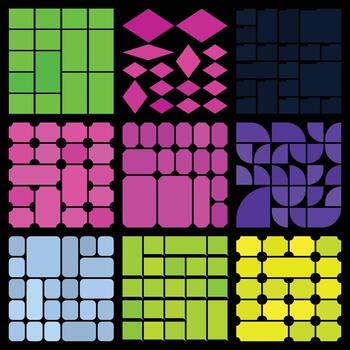 Versatile bento grid layout set for clean elegant digital project presentations vector