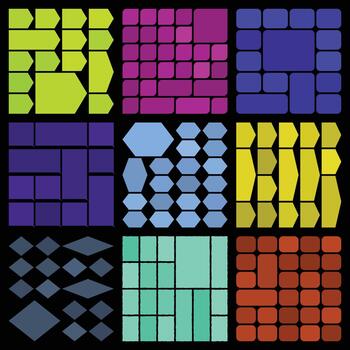 creativo equilibrado bento cuadrícula conjunto diseñado para moderno digital producto presentaciones vector