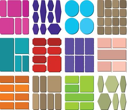Creative minimalist bento compositions shaped for digital presentation vector
