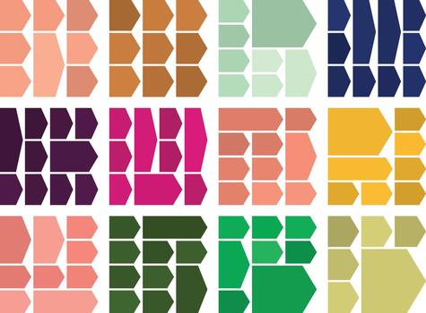 Sleek bento grid arrow chevron elements for minimal creative UI projects vector