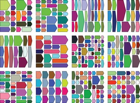 Minimal chevron arrow shapes enhancing clean bento grid style interfaces vector