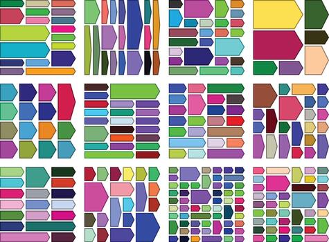 Modern chevron arrow graphics for simplified bento inspired UI elements vector