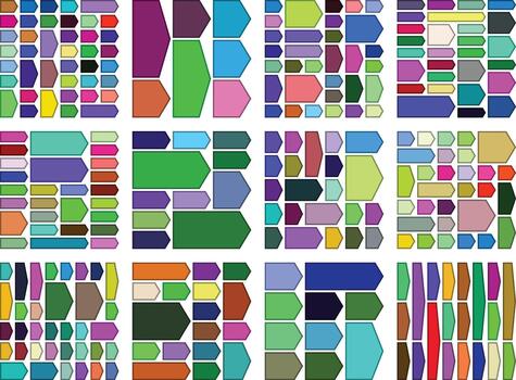 Creative chevron arrow shapes supporting neat modular bento grid layouts vector