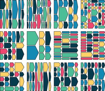 Geometric arrow chevron shapes crafted for efficient bento grid displays vector
