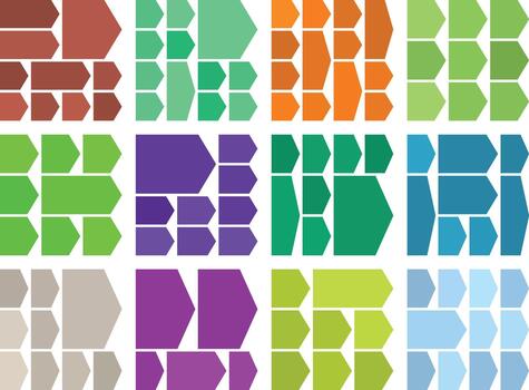 Elegant chevron arrow shape arranged in a clean modern bento style grid vector