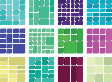 Modern Asymmetric Leaf Style Bento Grid Bundle For Stylish Graphic Design Use vector