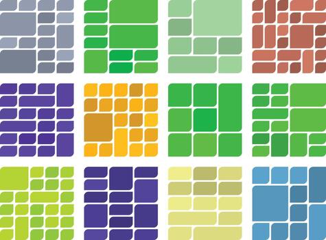 Asymmetric Leaf Style Bento Grid Design Bundle For Creative Projects vector