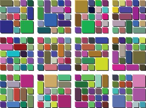 Classic Asymmetric Leaf Style Bento Grid Botanical Pattern Bundle For Creatives vector