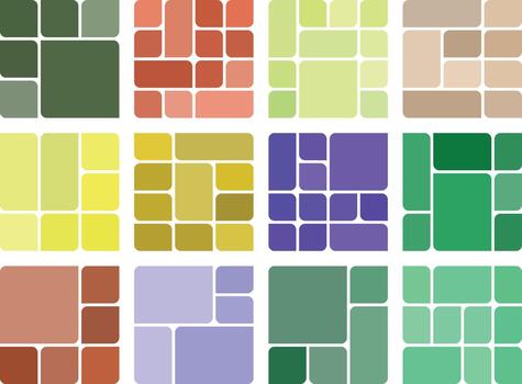 Graceful Asymmetric Leaf Style Bento Grid Botanical Styled Bundle For Projects vector