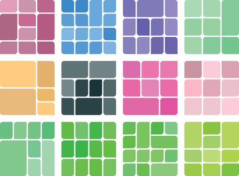 Contemporary Asymmetric Leaf Style Bento Grid Elegant Botanical Bundle For Use vector