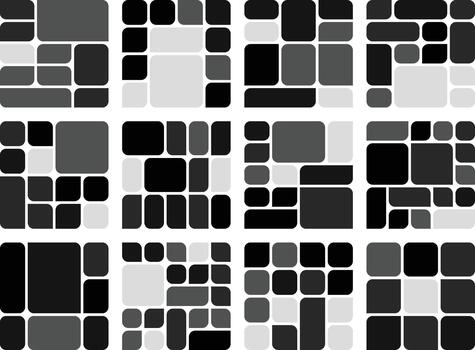 Trendy Asymmetric Leaf Style Bento Grid Botanical Creation Bundle For Visual Work vector