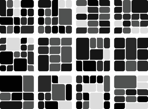 Enhanced Asymmetric Leaf Style Bento Grid Leaf Decorative Bundle For Digital Tasks vector