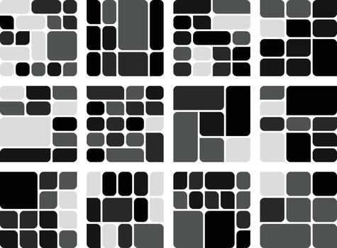 Balanced Asymmetric Leaf Style Bento Grid Leaf Formation Bundle For Graphic Use vector