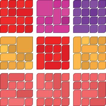 Bright Asymmetric Leaf Style Bento Grid Botanical Pattern Bundle For Creative Use vector