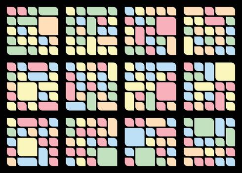 Stylish Asymmetric Leaf Style Bento Grid Design Pack For Graphic Resources vector