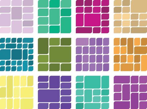 Artistic Asymmetric Leaf Style Bento Grid Botanical Layout Bundle For Designers vector