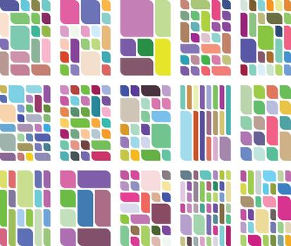 Soft Asymmetric Leaf Style Bento Grid Botanical Art Bundle For Creative Works vector