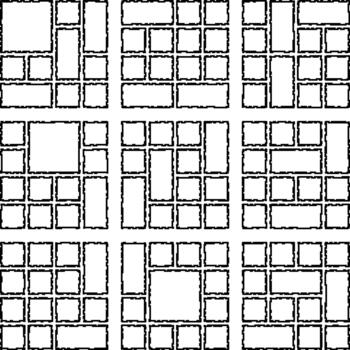 Minimal glitch pixel style bento grid artwork with clean digital vibes vector